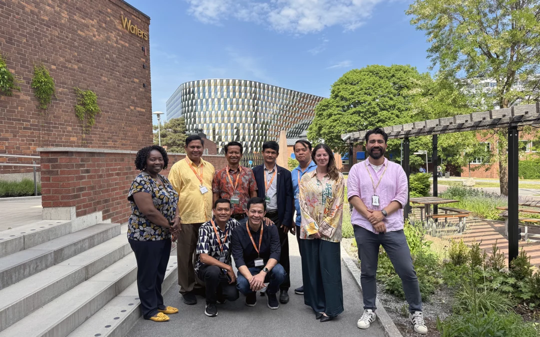 RUPP delegation visits Karolinska institutet in May 2024. Group photo at campus with KI aula building in the background